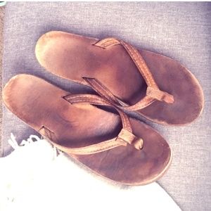 Rainbow Leather Flip Flops Size 7